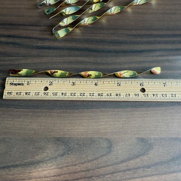38 Vintage Gold Aluminum Twisted Ribbon Strips 7" Long Christmas Ornaments - Picture 7 of 7